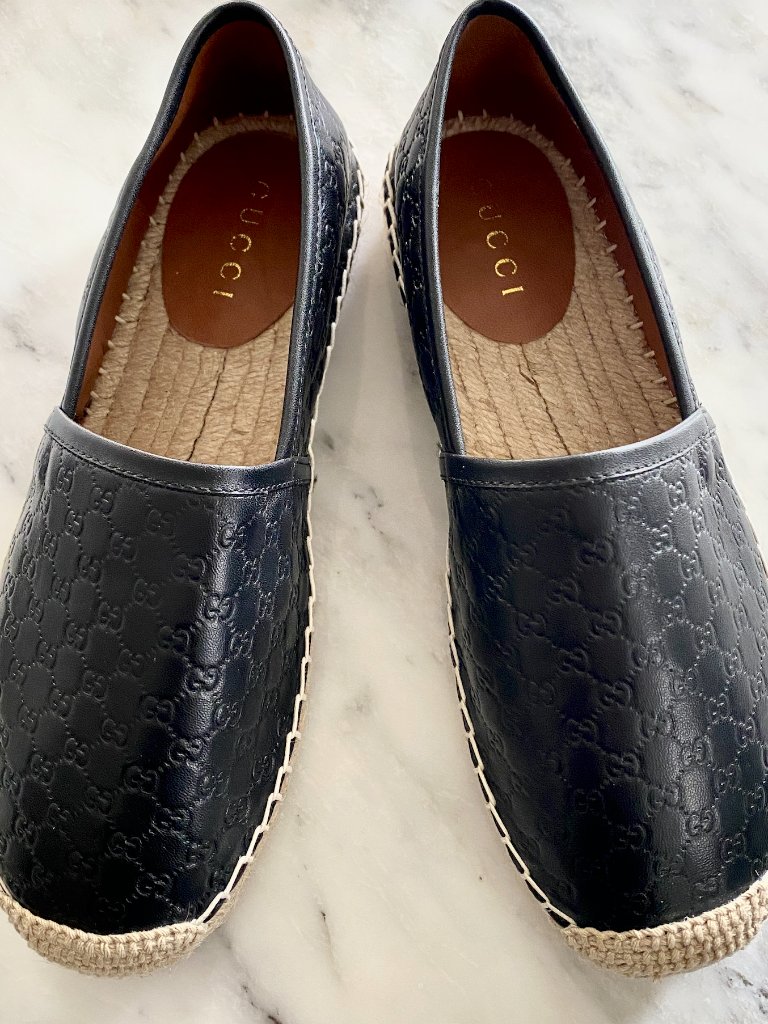 Gucci Microguccissima Black Leather Espadrilles